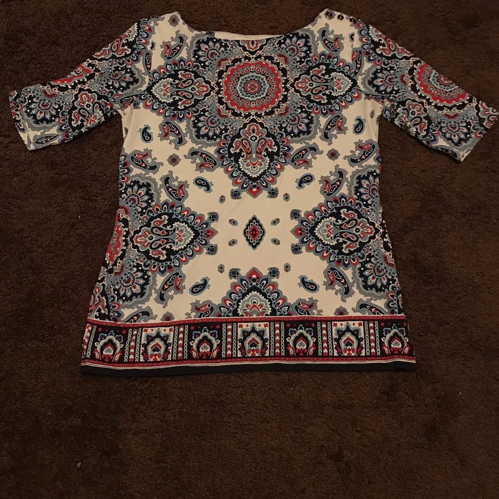 BoHo Blue, Red, and Grey Design Top